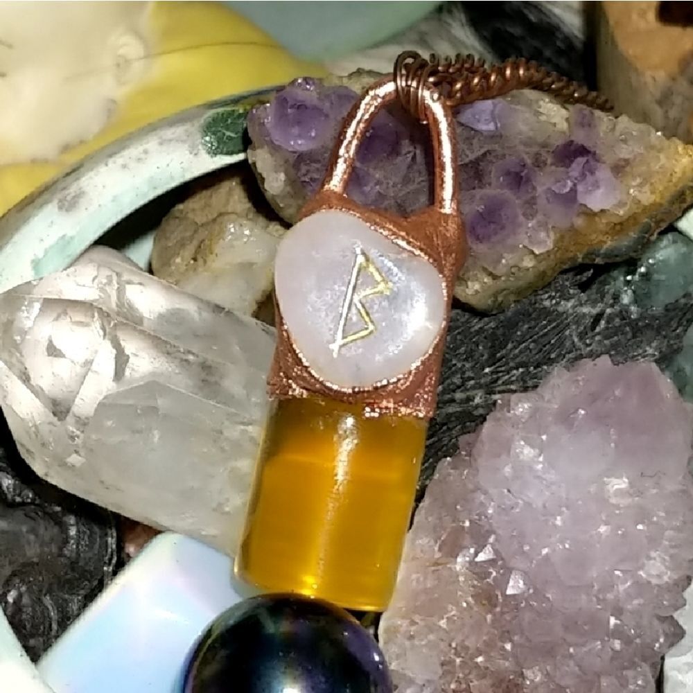 Berkana Rune Quartz Honey Spell Jar Necklace